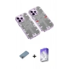 MARSİLYAN™- iPhone 13 Pro Max Kılıf Ufuk Doku Prime - Siyah Bilvis 5in1 3D Magic Cam Ekran Koruyucu + Gökkuşağı Shine Kamera Lens Koruma Cam