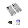 MARSİLYAN™- iPhone 13 Pro Max Kılıf Ufuk Doku Prime - Siyah Bilvis 5in1 3D Magic Cam Ekran Koruyucu + Raze Metal Kamera Lens - GD
