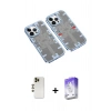 MARSİLYAN™- iPhone 13 Pro Max Kılıf Ufuk Doku Prime - Siyah Bilvis 5in1 3D Magic Cam Ekran Koruyucu + Gold Shine Kamera Lens
