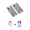 MARSİLYAN™- iPhone 13 Pro Max Kılıf Ufuk Doku Prime - Siyah Bilvis 5in1 3D Magic Cam Ekran Koruyucu + Gold Shine Kamera Lens
