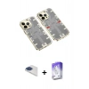 MARSİLYAN™- iPhone 13 Pro Max Kılıf Ufuk Doku Prime - Siyah Bilvis 5in1 3D Magic Cam Ekran Koruyucu + Lacivert Pers Alüminyum Kamera Lens