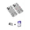 MARSİLYAN™- iPhone 13 Pro Max Kılıf Ufuk Doku Prime - Siyah Bilvis 5in1 3D Magic Cam Ekran Koruyucu + Rainbow Kamera Lens Koruma Cam - MI