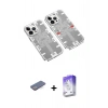 MARSİLYAN™- iPhone 13 Pro Max Kılıf Ufuk Doku Prime - Siyah Bilvis 5in1 3D Magic Cam Ekran Koruyucu + Renkli Kamera Lens Koruma Cam - MI