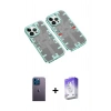 MARSİLYAN™- iPhone 13 Pro Max Kılıf Ufuk Doku Prime - Siyah Bilvis 5in1 3D Magic Cam Ekran Koruyucu + Neon Fosforlu Kamera Lens - MI