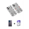 MARSİLYAN™- iPhone 13 Pro Max Kılıf Ufuk Doku Prime - Siyah Bilvis 5in1 3D Magic Cam Ekran Koruyucu + Neon Fosforlu Kamera Lens - MI
