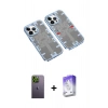 MARSİLYAN™- iPhone 13 Pro Max Kılıf Ufuk Doku Prime - Siyah Bilvis 5in1 3D Magic Cam Ekran Koruyucu + Neon Fosforlu Kamera Lens - YL