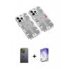 MARSİLYAN™- iPhone 13 Pro Max Kılıf Ufuk Doku Prime - Siyah Bilvis 5in1 3D Magic Cam Ekran Koruyucu + Neon Fosforlu Kamera Lens - YL