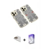 MARSİLYAN™- iPhone 13 Pro Max Kılıf Ufuk Doku Prime - Siyah Bilvis 5in1 3D Magic Cam Ekran Koruyucu + Pers Alüminyum Kamera Lens - GD