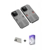 MARSİLYAN™- iPhone 13 Pro Max Kılıf Ufuk Doku Prime - Siyah Bilvis 5in1 3D Magic Cam Ekran Koruyucu + Rainbow Kamera Lens Koruma Cam - BZ