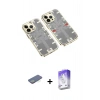 MARSİLYAN™- iPhone 13 Pro Max Kılıf Ufuk Doku Prime - Siyah Bilvis 5in1 3D Magic Cam Ekran Koruyucu + Renkli Kamera Lens Koruma Cam - YL