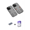 MARSİLYAN™- iPhone 13 Pro Max Kılıf Ufuk Doku Prime - Siyah Bilvis 5in1 3D Magic Cam Ekran Koruyucu + Renkli Kamera Lens Koruma Cam - YL