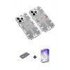 MARSİLYAN™- iPhone 13 Pro Max Kılıf Ufuk Doku Prime - Siyah Bilvis 5in1 3D Magic Cam Ekran Koruyucu + Renkli Kamera Lens Koruma Cam - SI
