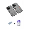 MARSİLYAN™- iPhone 13 Pro Max Kılıf Ufuk Doku Prime - Siyah Bilvis 5in1 3D Magic Cam Ekran Koruyucu + Shine Kamera Lens Koruma Cam - MI