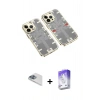 MARSİLYAN™- iPhone 13 Pro Max Kılıf Ufuk Doku Prime - Siyah Bilvis 5in1 3D Magic Cam Ekran Koruyucu + Pers Alüminyum Kamera Lens - SABE