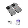 MARSİLYAN™- iPhone 13 Pro Max Kılıf Ufuk Doku Prime - Siyah Bilvis 5in1 3D Magic Cam Ekran Koruyucu + Pers Alüminyum Kamera Lens - SABE