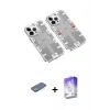 MARSİLYAN™- iPhone 13 Pro Max Kılıf Ufuk Doku Prime - Siyah Bilvis 5in1 3D Magic Cam Ekran Koruyucu + Renkli Kamera Lens Koruma Cam - YL