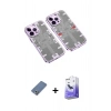 MARSİLYAN™- iPhone 13 Pro Max Kılıf Ufuk Doku Prime - Siyah Bilvis 5in1 5D Magic Hayalet Cam Ekran Koruyucu + Açık Yeşil Metal Kamera Lens Koruma Cam