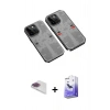 MARSİLYAN™- iPhone 13 Pro Max Kılıf Ufuk Doku Prime - Siyah Bilvis 5in1 5D Magic Hayalet Cam Ekran Koruyucu + Pers Alüminyum Kamera Lens - GI