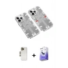 MARSİLYAN™- iPhone 13 Pro Max Kılıf Ufuk Doku Prime - Siyah Bilvis 5in1 5D Magic Hayalet Cam Ekran Koruyucu + Shine Kamera Lens - GD