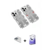 MARSİLYAN™- iPhone 13 Pro Max Kılıf Ufuk Doku Prime - Siyah Bilvis 5in1 5D Magic Hayalet Cam Ekran Koruyucu + Sierra Blue Pers Alüminyum Kamera Lens
