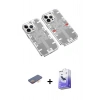 MARSİLYAN™- iPhone 13 Pro Max Kılıf Ufuk Doku Prime - Siyah Bilvis 5in1 5D Magic Hayalet Cam Ekran Koruyucu + Renkli Kamera Lens Koruma Cam - TU
