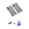 MARSİLYAN™- iPhone 13 Pro Max Kılıf Ufuk Doku Prime - Siyah Bilvis 5in1 5D Magic Hayalet Cam Ekran Koruyucu + Renkli Kamera Lens Koruma Cam - YL