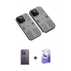 MARSİLYAN™- iPhone 13 Pro Max Kılıf Ufuk Doku Prime - Siyah Bilvis 5in1 5D Magic Hayalet Cam Ekran Koruyucu + Neon Fosforlu Kamera Lens - BZ