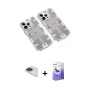 MARSİLYAN™- iPhone 13 Pro Max Kılıf Ufuk Doku Prime - Siyah Bilvis 5in1 5D Magic Hayalet Cam Ekran Koruyucu + Pers Alüminyum Kamera Lens - LT
