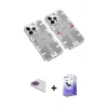 MARSİLYAN™- iPhone 13 Pro Max Kılıf Ufuk Doku Prime - Siyah Bilvis 5in1 5D Magic Hayalet Cam Ekran Koruyucu + Pers Alüminyum Kamera Lens - GI