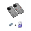 MARSİLYAN™- iPhone 13 Pro Max Kılıf Ufuk Doku Prime - Siyah Bilvis 5in1 5D Magic Hayalet Cam Ekran Koruyucu + Shine Kamera Lens Koruma Cam - GI