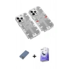 MARSİLYAN™- iPhone 13 Pro Max Kılıf Ufuk Doku Prime - Siyah Bilvis 5in1 5D Magic Hayalet Cam Ekran Koruyucu + Açık Yeşil Metal Kamera Lens Koruma Cam
