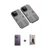 MARSİLYAN™- iPhone 13 Pro Max Kılıf Ufuk Doku Prime - Siyah Bilvis Hayalet Cam Ekran Koruyucu + Neon Fosforlu Kamera Lens - BZ