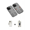 MARSİLYAN™- iPhone 13 Pro Max Kılıf Ufuk Doku Prime - Siyah Bilvis Hayalet Cam Ekran Koruyucu + Shine Kamera Lens - GD