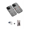 MARSİLYAN™- iPhone 13 Pro Max Kılıf Ufuk Doku Prime - Siyah Bilvis Hayalet Cam Ekran Koruyucu + Pers Alüminyum Kamera Lens - LT