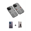 MARSİLYAN™- iPhone 13 Pro Max Kılıf Ufuk Doku Prime - Siyah Bilvis Hayalet Cam Ekran Koruyucu + Neon Fosforlu Kamera Lens - MI