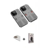MARSİLYAN™- iPhone 13 Pro Max Kılıf Ufuk Doku Prime - Siyah Bilvis Hayalet Cam Ekran Koruyucu + Pers Alüminyum Kamera Lens - GD