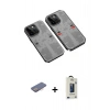 MARSİLYAN™- iPhone 13 Pro Max Kılıf Ufuk Doku Prime - Siyah Bilvis Hayalet Cam Ekran Koruyucu + Renkli Kamera Lens Koruma Cam - PE