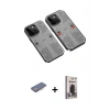 MARSİLYAN™- iPhone 13 Pro Max Kılıf Ufuk Doku Prime - Siyah Bilvis Hayalet Cam Ekran Koruyucu + Renkli Kamera Lens Koruma Cam - PE