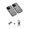 MARSİLYAN™- iPhone 13 Pro Max Kılıf Ufuk Doku Prime - Siyah Bilvis Hayalet Cam Ekran Koruyucu + Shine Kamera Lens Koruma Cam - PE