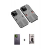 MARSİLYAN™- iPhone 13 Pro Max Kılıf Ufuk Doku Prime - Siyah Bilvis Hayalet Cam Ekran Koruyucu + Neon Fosforlu Kamera Lens - YL