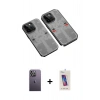MARSİLYAN™- iPhone 13 Pro Max Kılıf Ufuk Doku Prime - Siyah Joko 5D Cam + Neon Fosforlu Kamera Lens - BZ