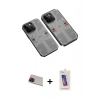 MARSİLYAN™- iPhone 13 Pro Max Kılıf Ufuk Doku Prime - Siyah Joko 5D Cam + Rainbow Kamera Lens Koruma Cam - KI