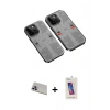 MARSİLYAN™- iPhone 13 Pro Max Kılıf Ufuk Doku Prime - Siyah Joko 5D Cam + Rainbow Kamera Lens Koruma Cam - MR