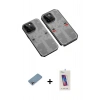 MARSİLYAN™- iPhone 13 Pro Max Kılıf Ufuk Doku Prime - Siyah Joko 5D Cam + Shine Kamera Lens Koruma Cam - GI