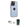 MARSİLYAN™- iPhone 13 Pro Max Kılıf Ufuk Form Prime - Şeffaf 360 Full Body Arka Koruyucu + Gold Pers Alüminyum Kamera Lens