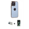 MARSİLYAN™- iPhone 13 Pro Max Kılıf Ufuk Form Prime - Şeffaf 360 Full Body Arka Koruyucu + Mavi Rainbow Kamera Lens Koruma Cam