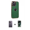 MARSİLYAN™- iPhone 13 Pro Max Kılıf Ufuk Form Prime - Şeffaf 360 Full Body Arka Koruyucu + Neon Fosforlu Kamera Lens - BZ