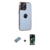 MARSİLYAN™- iPhone 13 Pro Max Kılıf Ufuk Form Prime - Şeffaf 360 Full Body Arka Koruyucu + Pembe Shine Kamera Lens Koruma Cam