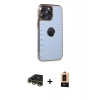 MARSİLYAN™- iPhone 13 Pro Max Kılıf Ufuk Form Prime - Şeffaf Maxco Cam Ekran Koruyucu + Gold Raze Metal Kamera Lens
