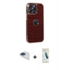 MARSİLYAN™- iPhone 13 Pro Max Kılıf Ufuk Form Prime - Şeffaf Pasifik Cam Ekran Koruyucu + Lacivert Pers Alüminyum Kamera Lens